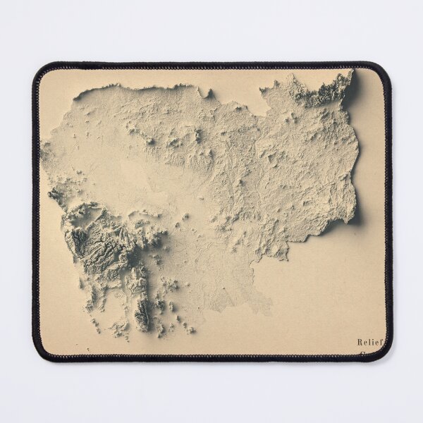 Item preview, Cambodia Shaded Relief Map 3D digitally-rendered designed and sold by ThinkAboutMaps.