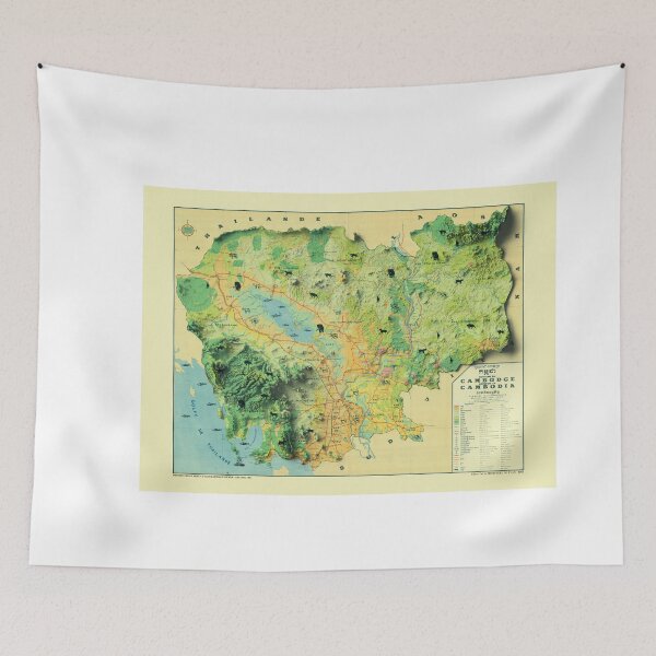 Item preview, 1964 Cambodia Shaded Relief Map 3D digitally-rendered designed and sold by ThinkAboutMaps.