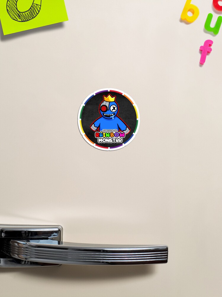 Colorful circular frame RAINBOW MONSTER with dark background, Blue