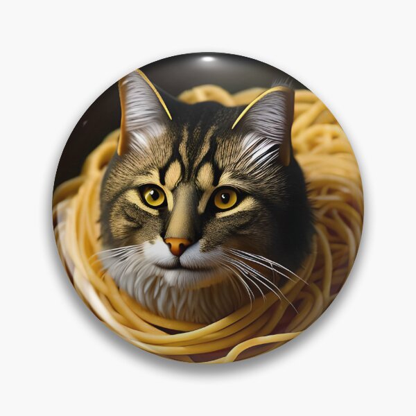 Aperçu de l'œuvre Chat mangeant des spaghettis créée et vendue par OkGalerieRB.
