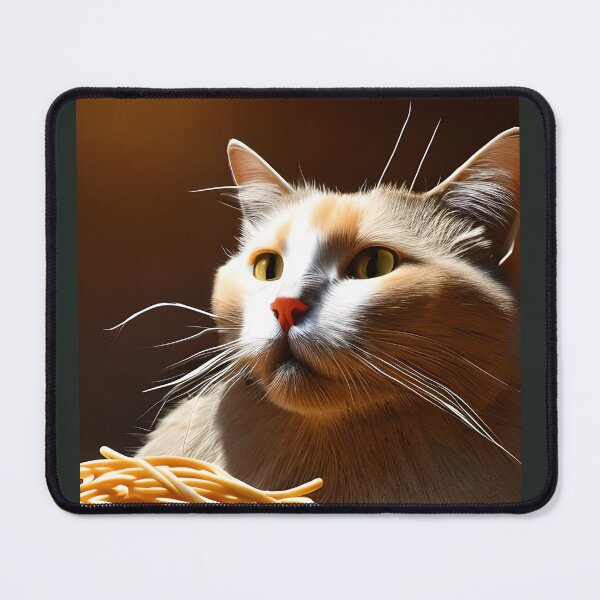 Aperçu de l'œuvre Chat mangeant des spaghettis créée et vendue par OkGalerieRB.