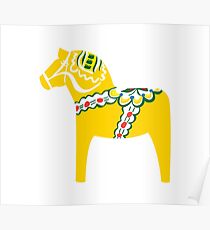 Gul Dalahäst - Gelber Dalapferd Poster
