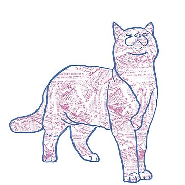 Artwork thumbnail, Cat and Pattern - Newspapers - Astonished Cat Company - Great Gift for Cat Lovers by AstonishedCatCo