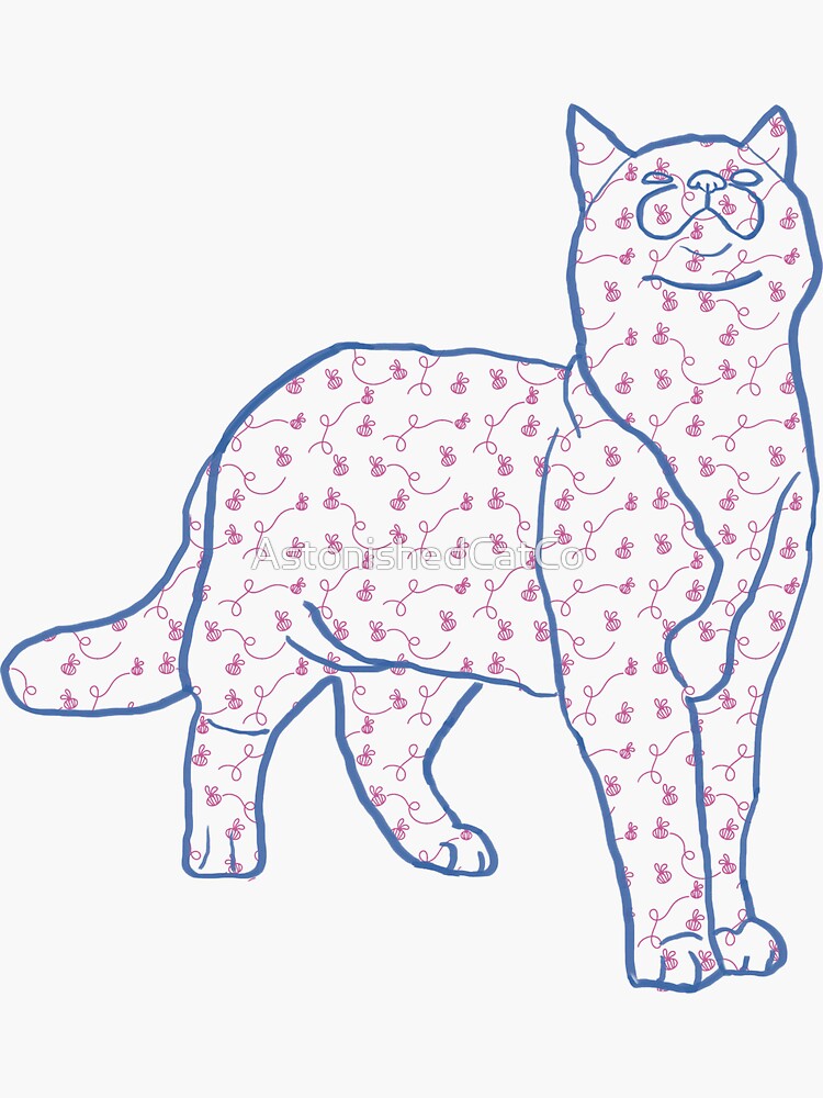 Thumbnail 3 of 3, Sticker, Cat and Pattern - Little Bees - Astonished Cat Company - Great Gift for Cat Lovers designed and sold by AstonishedCatCo.