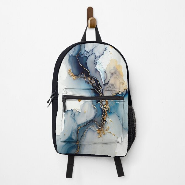 Item preview, Icy Blue and Gold - Abstract Alcohol Ink Resin Art designed and sold by inkvestor.
