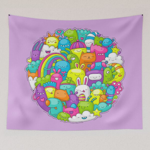 Item preview, happy colorful monster doodle designed and sold by zsooofija.
