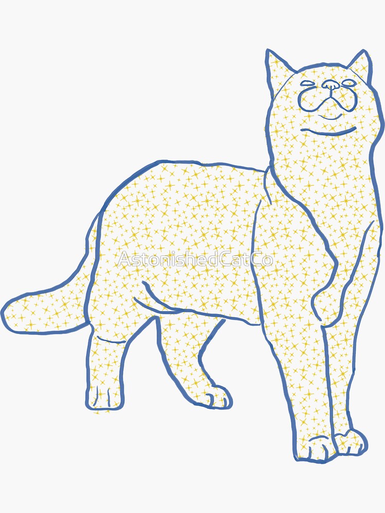 Thumbnail 3 of 3, Sticker, Cat and Pattern - Stars in the sky - Astonished Cat Company - Great Gift for Cat Lovers designed and sold by AstonishedCatCo.
