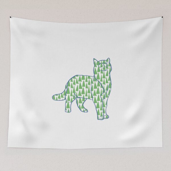 Item preview, Cat and Pattern - Green Trees - Astonished Cat Company - Great Gift for Cat Lovers designed and sold by AstonishedCatCo.