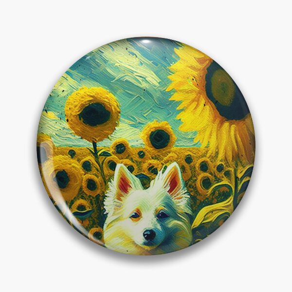 Item preview, American Eskimo Sunflower Painting Adorable Dog designed and sold by rafaeltto.