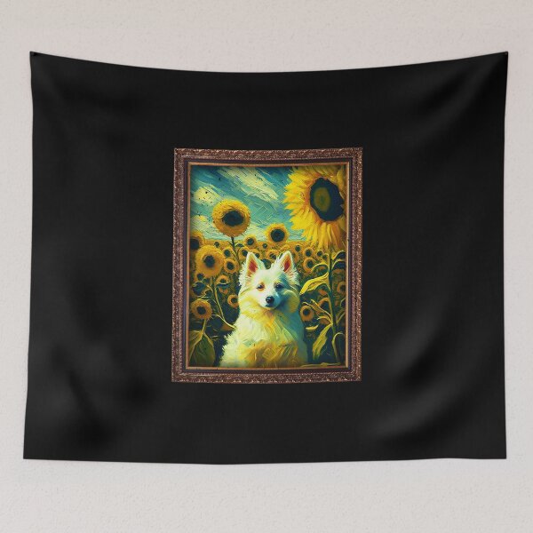 Item preview, American Eskimo Sunflower Painting Adorable Dog designed and sold by rafaeltto.