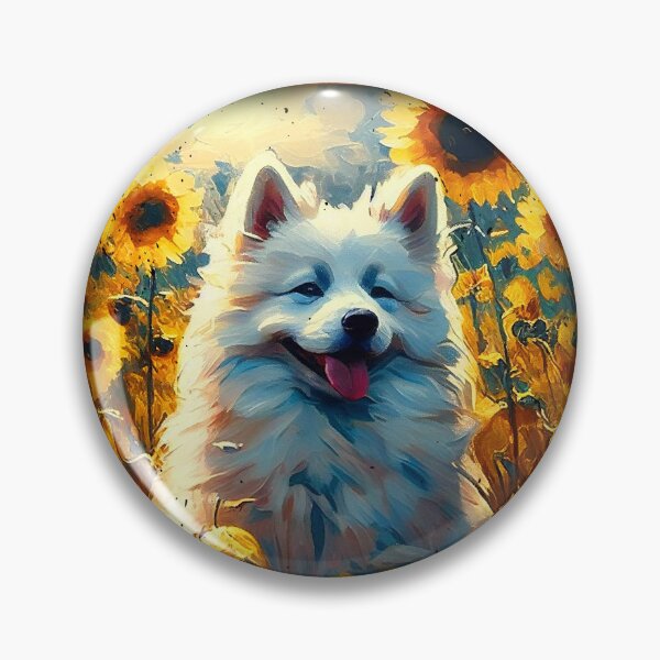 Item preview, American Eskimo Sunflower Painting Adorable Dog designed and sold by rafaeltto.