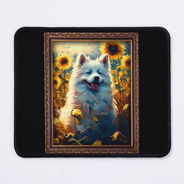 Item preview, American Eskimo Sunflower Painting Adorable Dog designed and sold by rafaeltto.