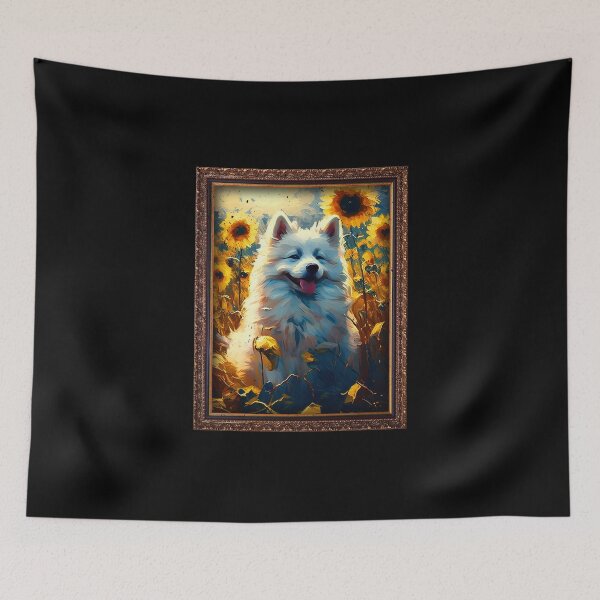 Item preview, American Eskimo Sunflower Painting Adorable Dog designed and sold by rafaeltto.