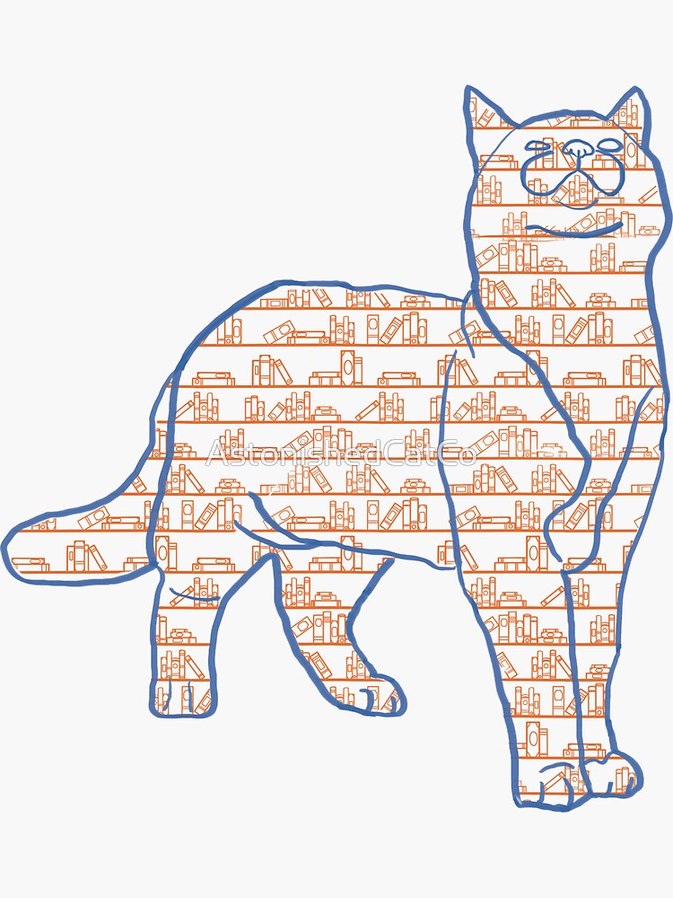Thumbnail 3 of 3, Sticker, Cat and Pattern - Books - Astonished Cat Company - Great Gift for Cat Lovers designed and sold by AstonishedCatCo.
