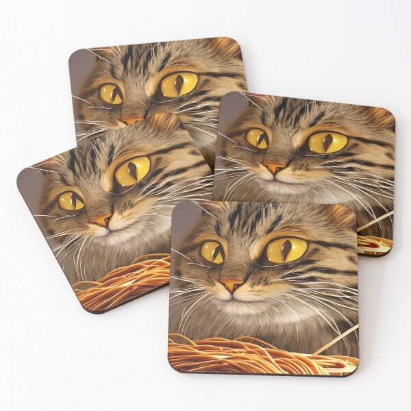 Aperçu de l'œuvre Chat mangeant des spaghettis créée et vendue par OkGalerieRB.