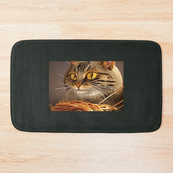 Aperçu de l'œuvre Chat mangeant des spaghettis créée et vendue par OkGalerieRB.
