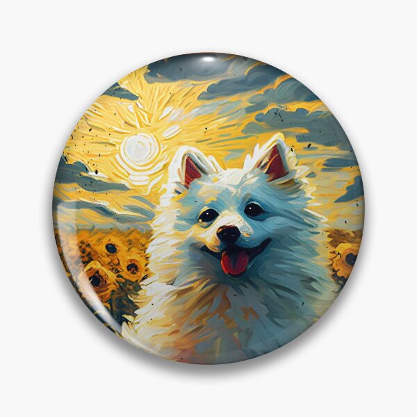 Item preview, American Eskimo Sunflower Painting Adorable Dog designed and sold by rafaeltto.