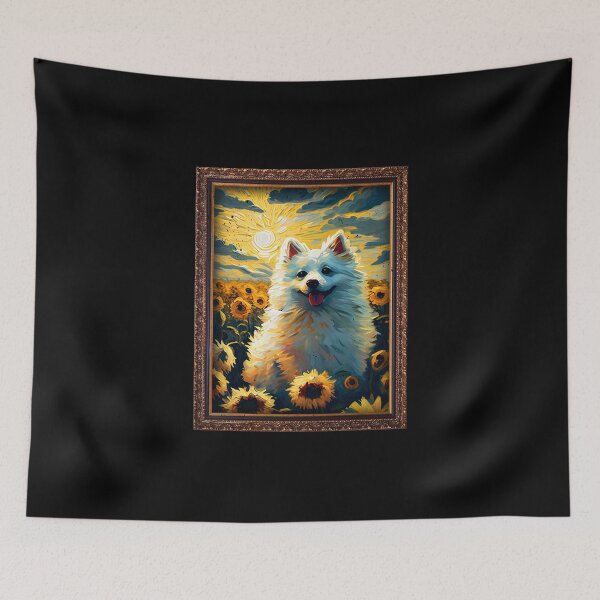 Item preview, American Eskimo Sunflower Painting Adorable Dog designed and sold by rafaeltto.