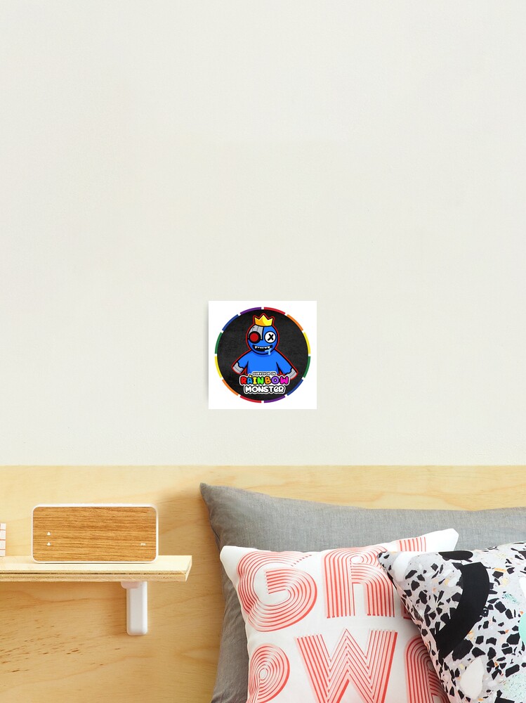 Colorful circular frame RAINBOW MONSTER with dark background, Blue