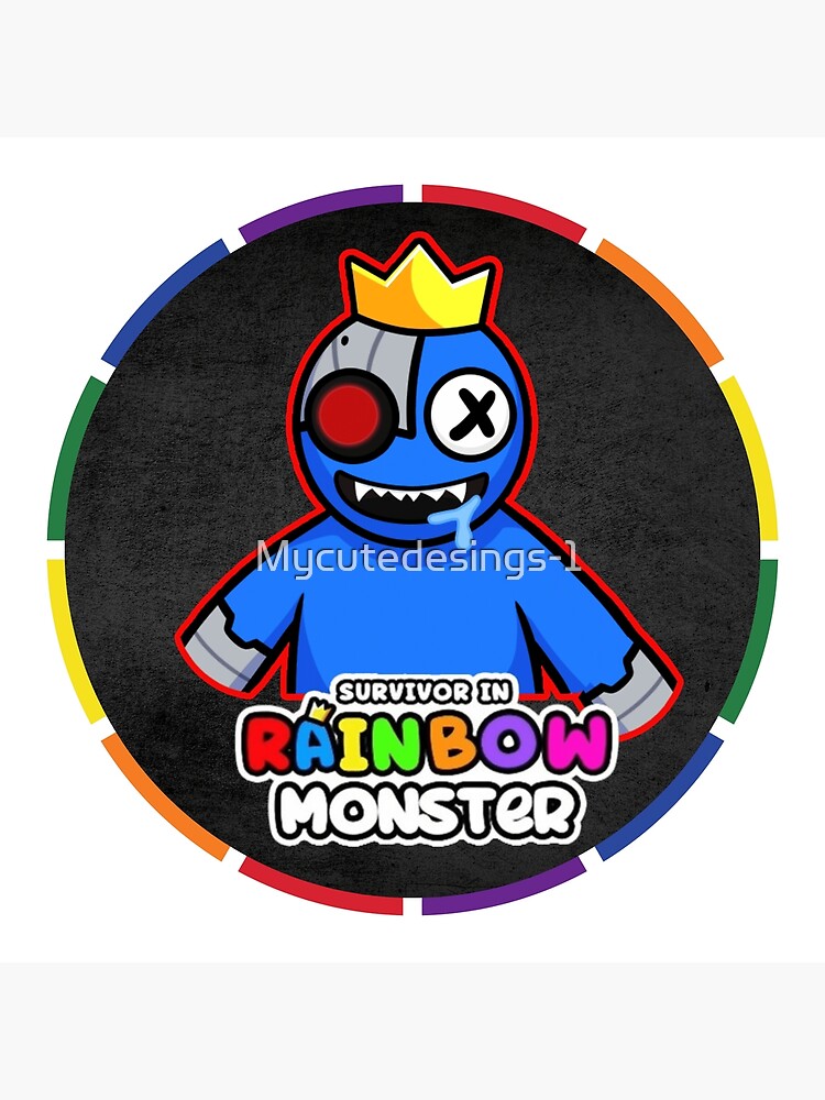 Colorful circular frame RAINBOW MONSTER with dark background, Blue