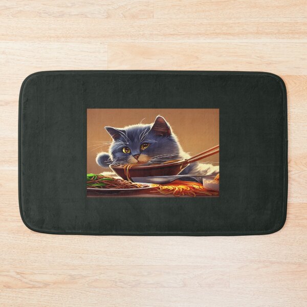 Aperçu de l'œuvre Chat mangeant des spaghettis créée et vendue par OkGalerieRB.