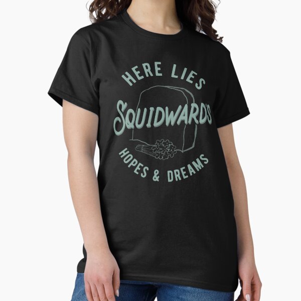 Vista previa del artículo con la obra «SpongeBob SquarePants Here Lies Squidward's Hopes & Dreams», diseñado y vendido por FifthSun.