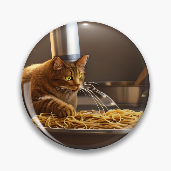 Aperçu de l'œuvre Chat mangeant des spaghettis créée et vendue par OkGalerieRB.