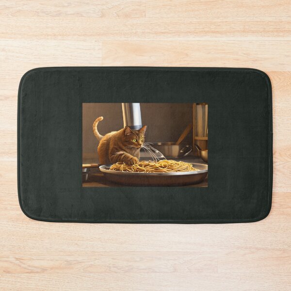 Aperçu de l'œuvre Chat mangeant des spaghettis créée et vendue par OkGalerieRB.