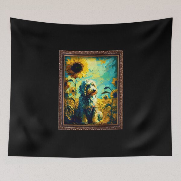 Item preview, Aussiedoodle Sunflower Painting Adorable Dog designed and sold by rafaeltto.