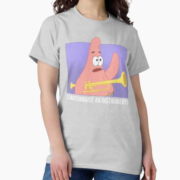 Vista previa del artículo con la obra «SpongeBob SquarePants Patrick es mayonesa un instrumento», diseñado y vendido por FifthSun.