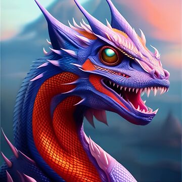 Artwork thumbnail, Blue, Red, and Purple Spiked Dragon by dragynrain