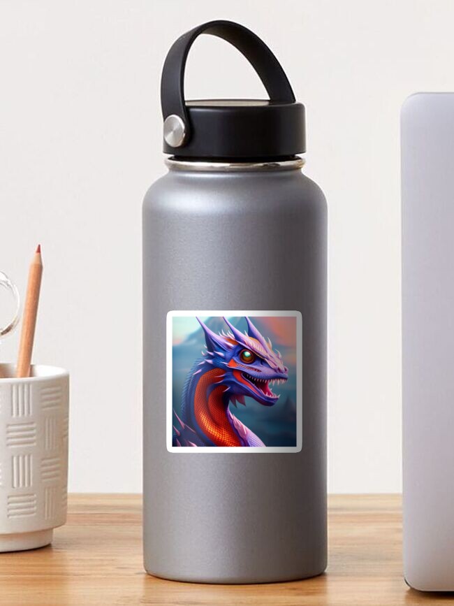 Thumbnail 1 of 3, Sticker, Blue, Red, and Purple Spiked Dragon designed and sold by dragynrain.