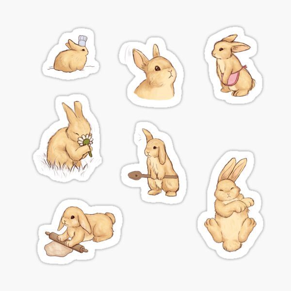 Vista previa del artículo con la obra «Bocetos de Baker Bunny», diseñado y vendido por StarDryad.