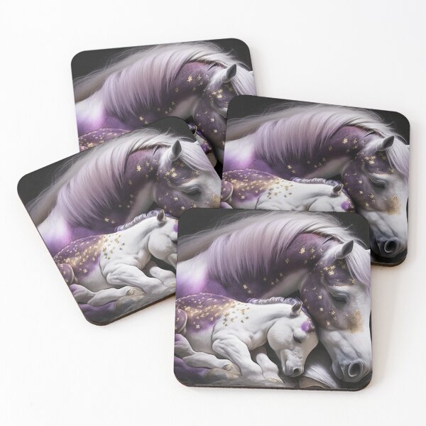 Item preview, Beautiful Baby Pegas sleeping with is mom purple, white cosmic art painting designed and sold by VisionArtist Ca.