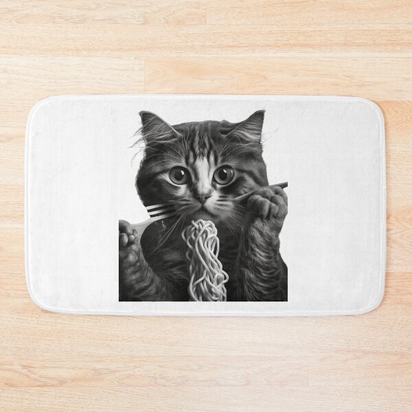 Artikelvorschau, Katze isst Spaghetti Ramen Nudeln Retro Vintage Design entworfen und verkauft von LaRaguteria.