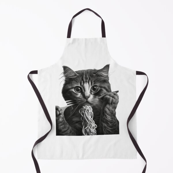 Aperçu de l'œuvre Chat mangeant des nouilles spaghetti ramen au design rétro vintage créée et vendue par LaRaguteria.