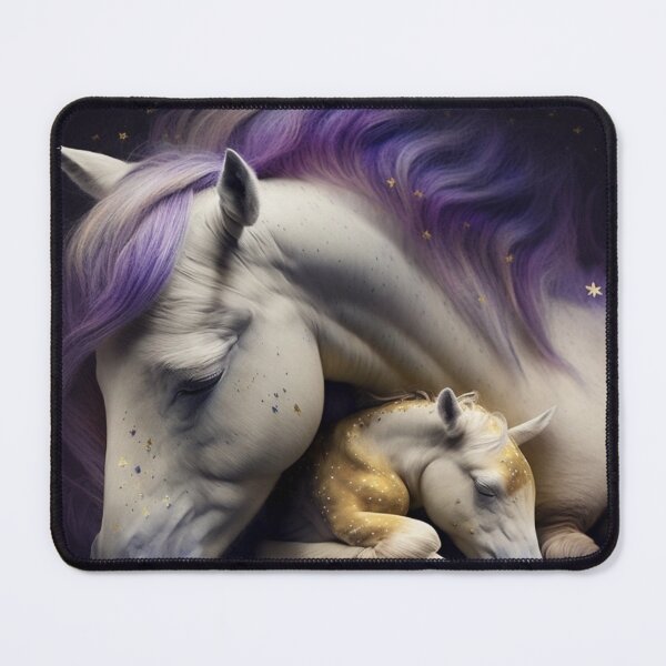 Item preview, Beautiful Baby Pegas sleeping with is mom purple, white cosmic art painting designed and sold by VisionArtist Ca.