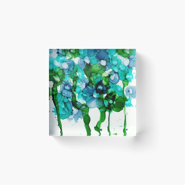 Aperçu de l'œuvre Art à l'encre d'alcool - Bouquet bleu denim abstrait créée et vendue par creativewhispers.