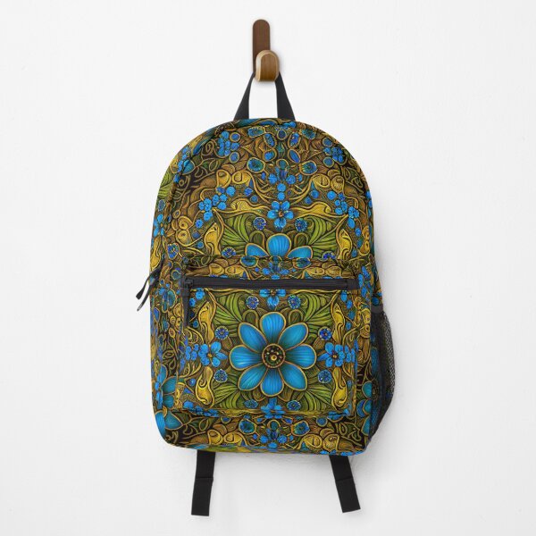 Item preview, Pattern - Blue and Gold Flowers designed and sold by Stacey Hallock.