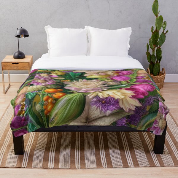 Item preview, Vintage Flowers, Botanical, Berries, Leaves, pink, orange, ivory, green designed and sold by monigarr.