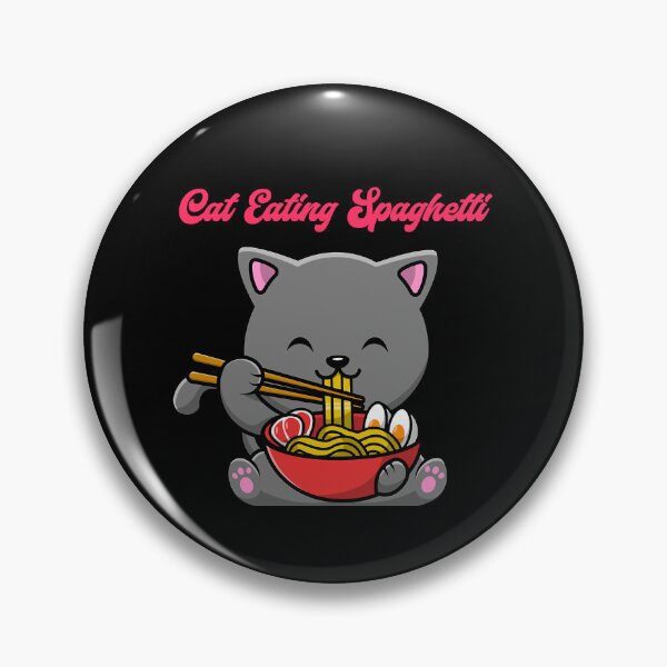 Aperçu de l'œuvre Chat drôle mangeant des spaghettis créée et vendue par OfficialPNGs.