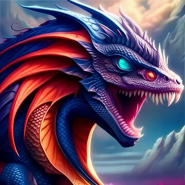 Artwork thumbnail, Ferocious Red, Purple, and Blue Dragon by dragynrain