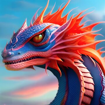 Artwork thumbnail, Blue and Pink Dragon with Orange Fins by dragynrain