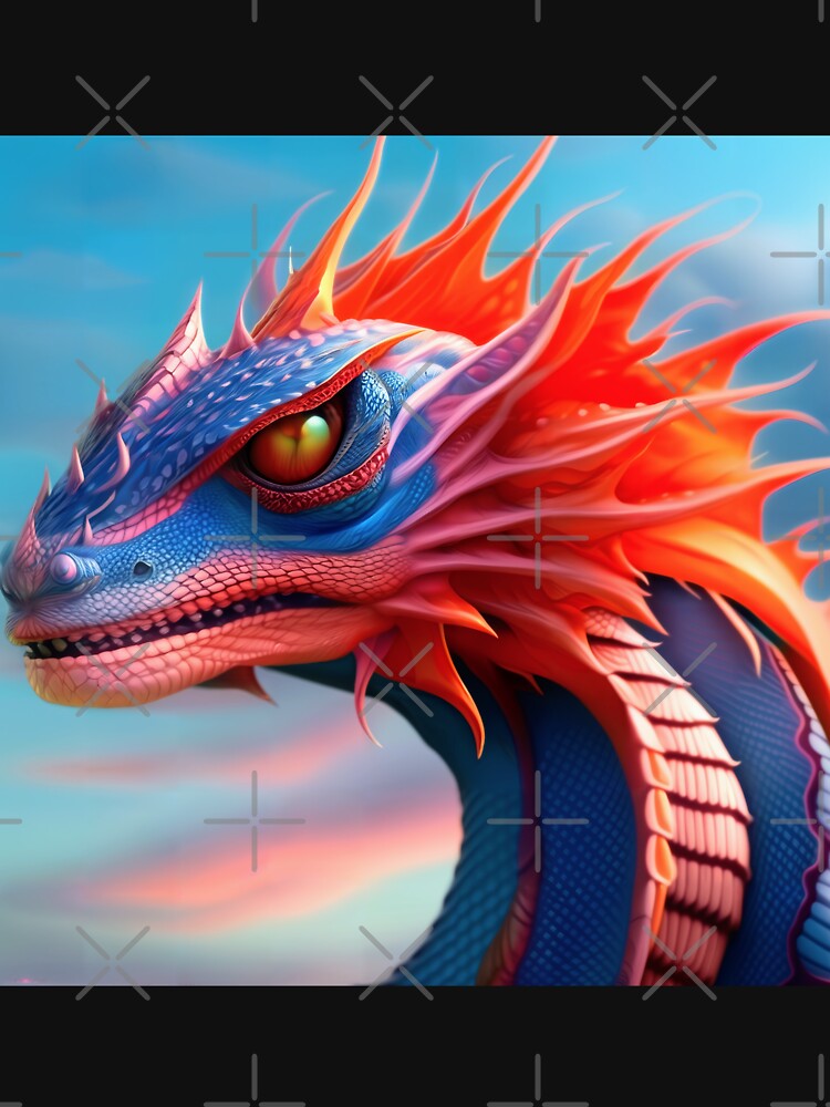 Thumbnail 7 of 7, Classic T-Shirt, Blue and Pink Dragon with Orange Fins designed and sold by dragynrain.