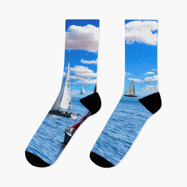 Item preview, MARITIME #41 - White Sails Framed by Beautiful Azure Sea and Sky designed and sold by DEL-Productions.