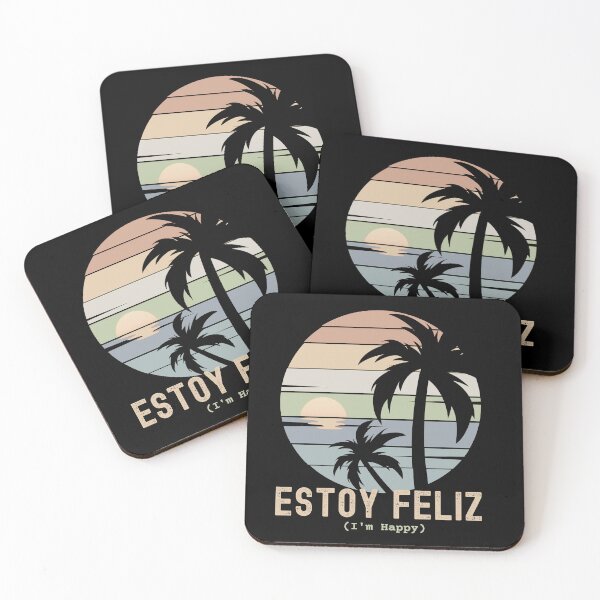 Item preview, Estoy Feliz,  I'm Happy, Spanish Phrases, Vintage Retro Sunset View designed and sold by Sun Sand & Sea Art.