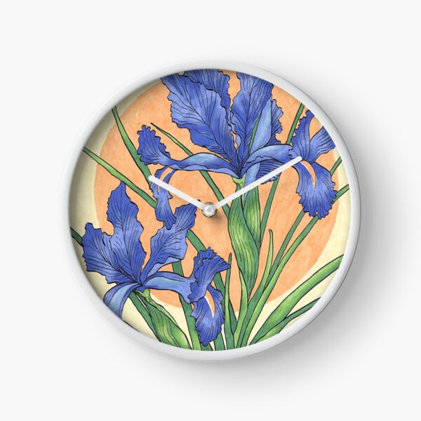 Item preview, Blue irises on yellow and gold background designed and sold by steph-inks.