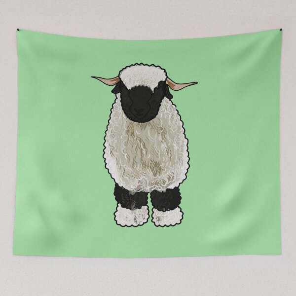 Item preview, Valais Blacknose sheep cartoon illustration designed and sold by Misscartoon.