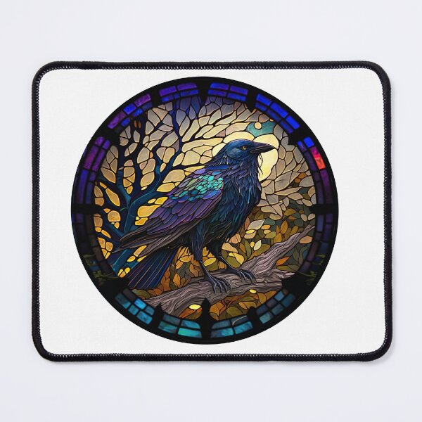 Item preview, Gothic Stained Glass Raven in a Circle designed and sold by Kalligraphika.