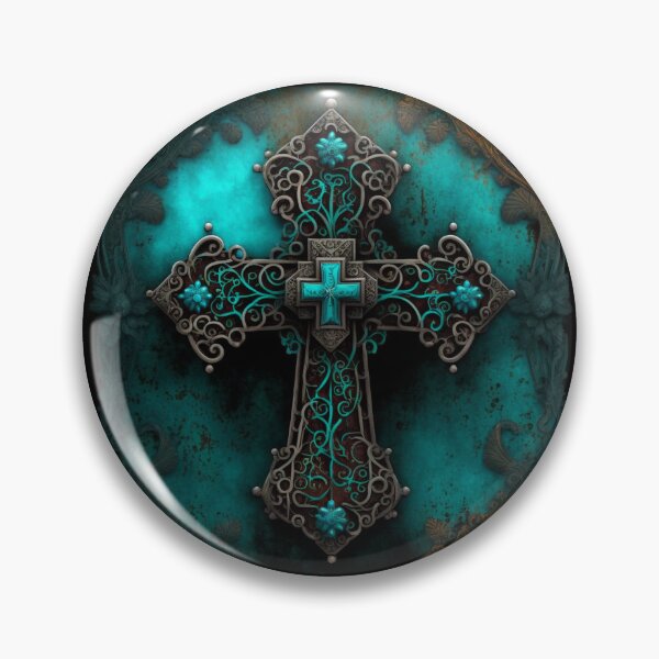 Item preview, Gothic Cross with Turquoise Accents designed and sold by Dragonstrom.